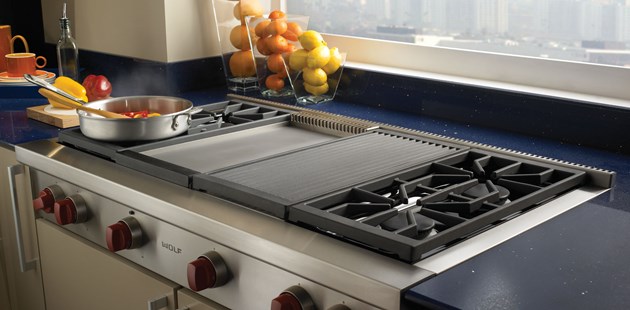 Griddle In Wolf 48 Cooktop Better Kitchens Chicago 1 